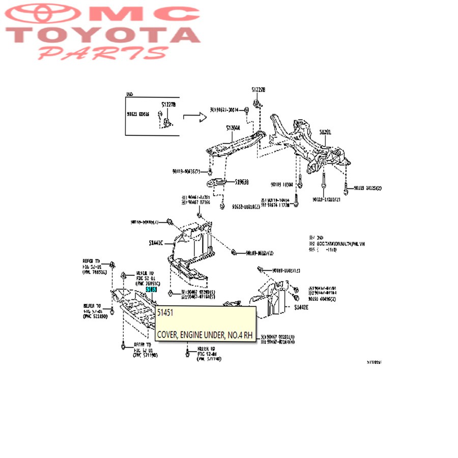 Tutup Cover Deck Dek Bawah Mesin Engine Toyota Altis 51451-02100