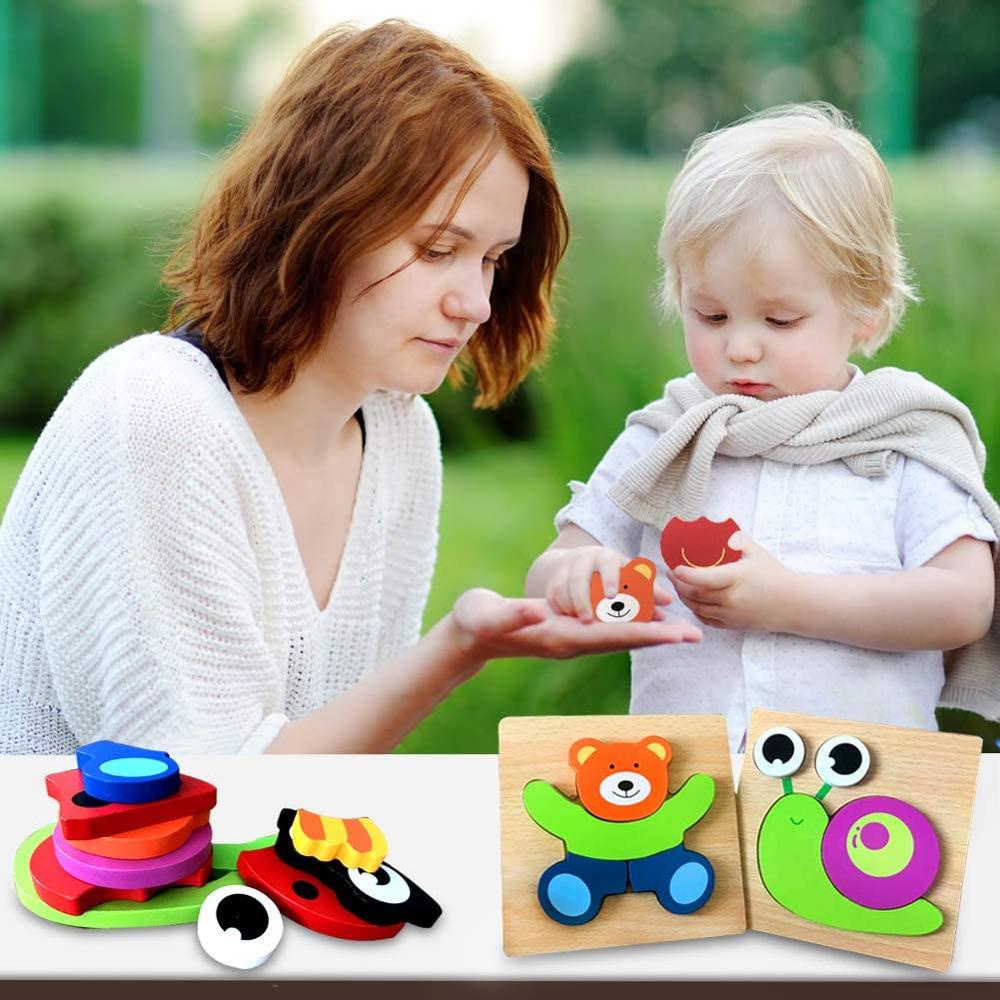 Mini Chunky Puzzle Wooden Puzzle Anak Puzzle Kayu Jigsaw Puzzle 3D Mainan Balita Mainan Edukasi