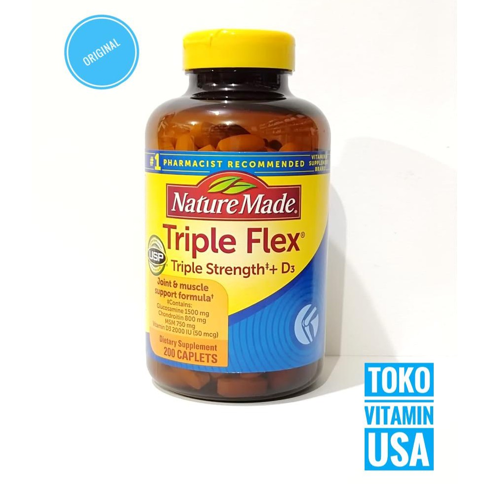 Nature Made Triple Flex Triple Strength + D3 isi 200 Caplets