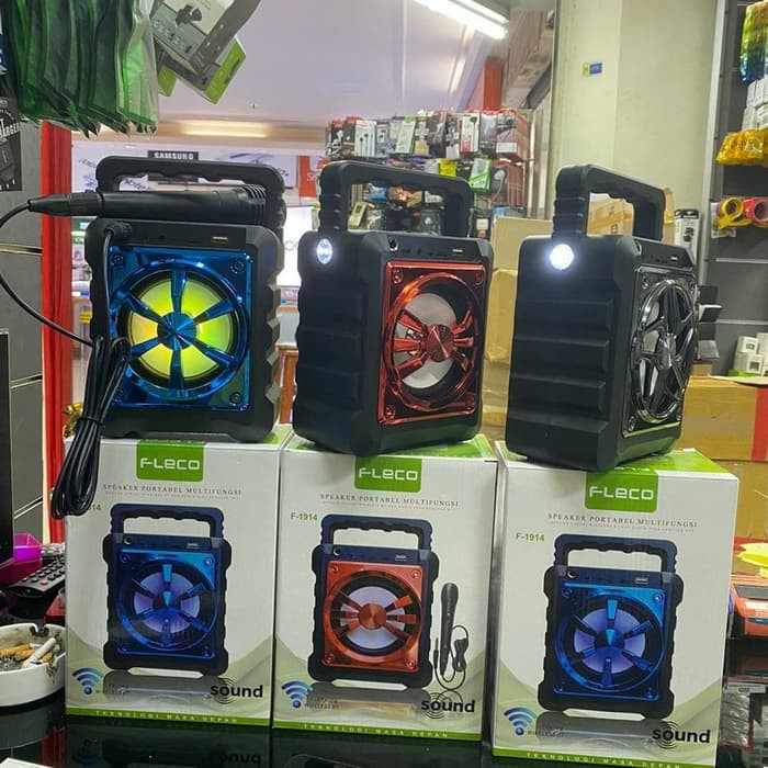 Speaker Karaoke Fleco Bluetooth F-1914 Bonus MIC Suara Mantap