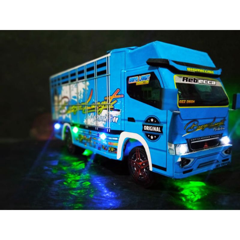 Miniatur truk truck oleng (biru muda) banyu langit fariasi lampu led