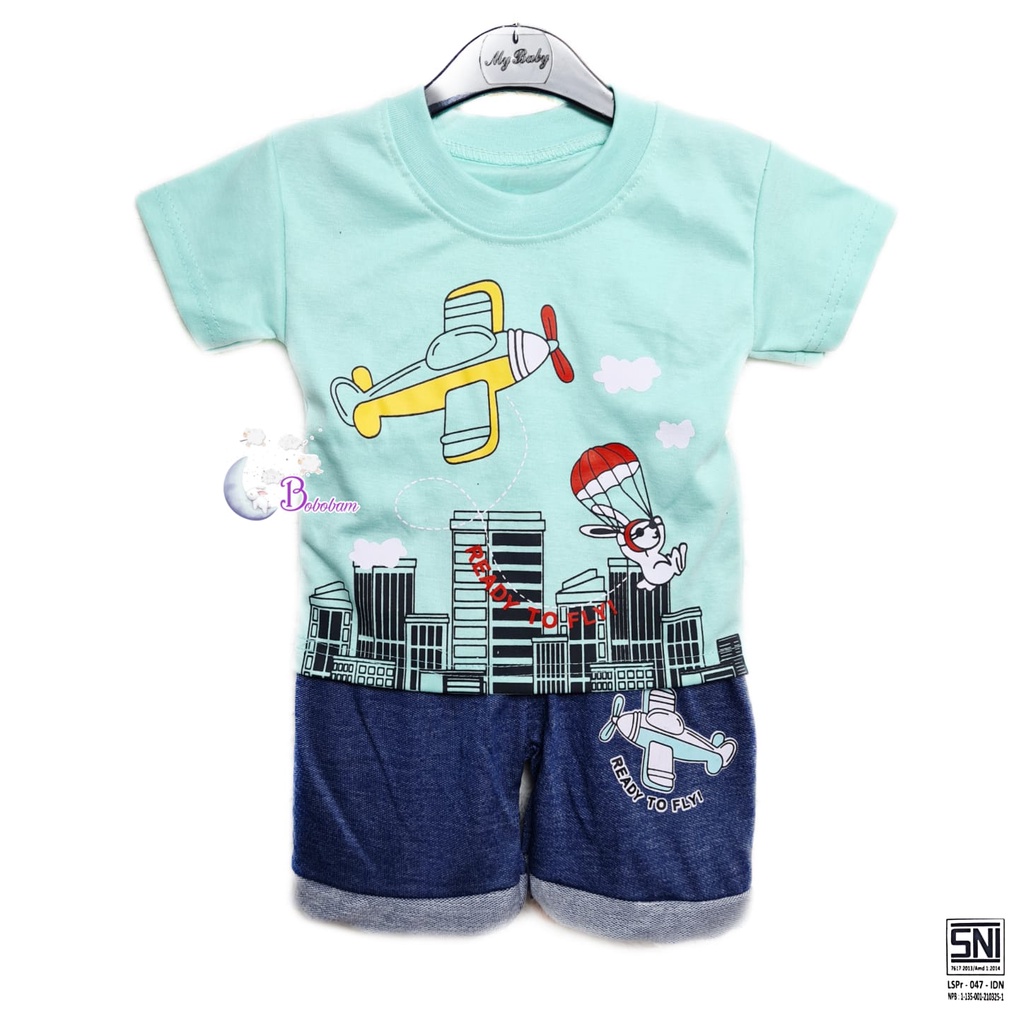 BAJU BAYI BOBOBAM ECER CASUAL KASUAL SETELAN PESAWAT READY SETELAN ANAK HARGA GROSIR