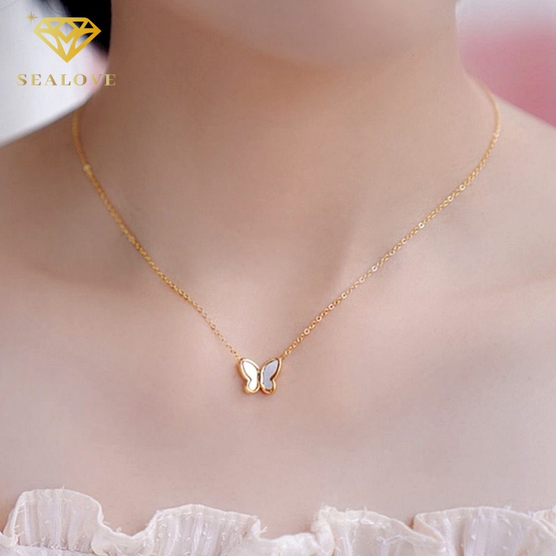 Kalung Kupu emas kalung titanium anti karat Liontin Wanita Aksesoris Fashion