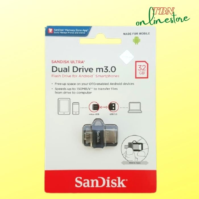 Original FD OTG SANDISK DUAL DRIVE M3.0 16GB / 32GB /64GB FLASHDISK