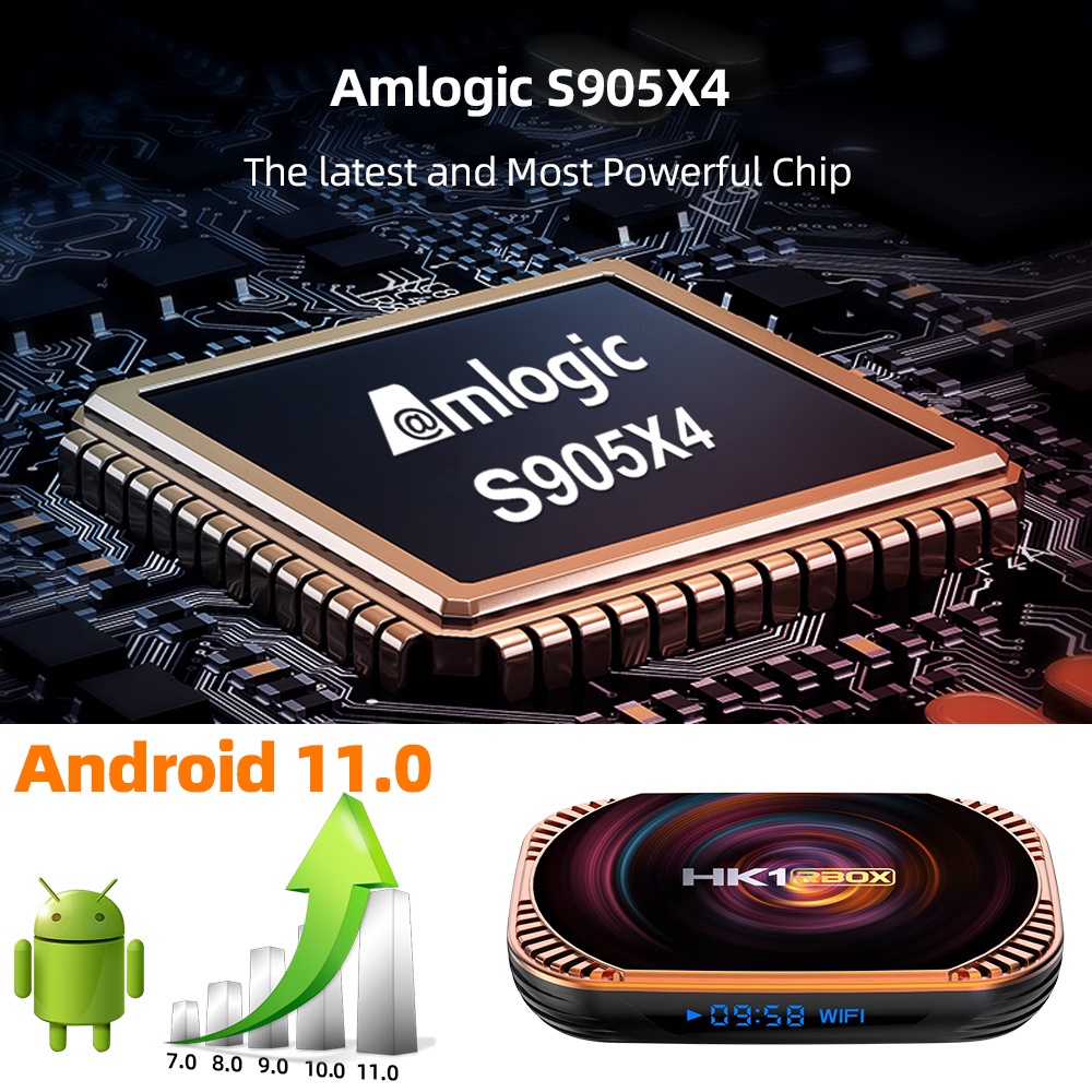 HK1 RBOX X4-S905X4 Amlogic S905X4 64-bit H9X3 4GB/64GB Wifi 2.4G+5.8G android 11