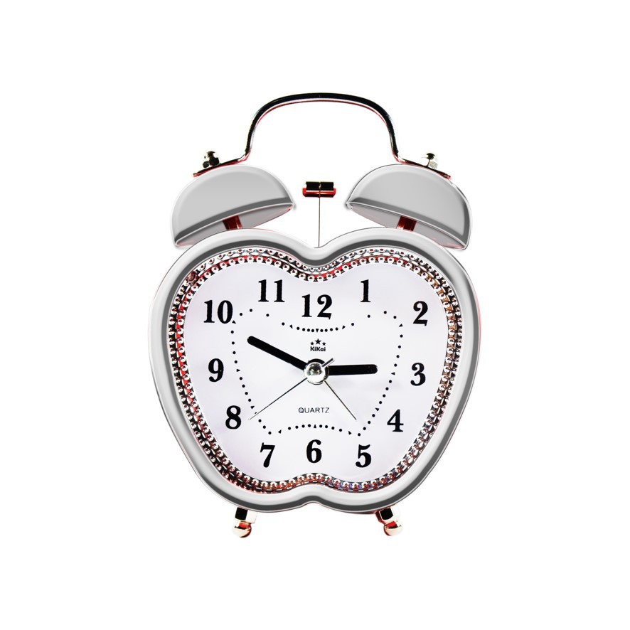 Jam Meja Weker Alarm Clock Warna Silver 12 cm Free Baterai