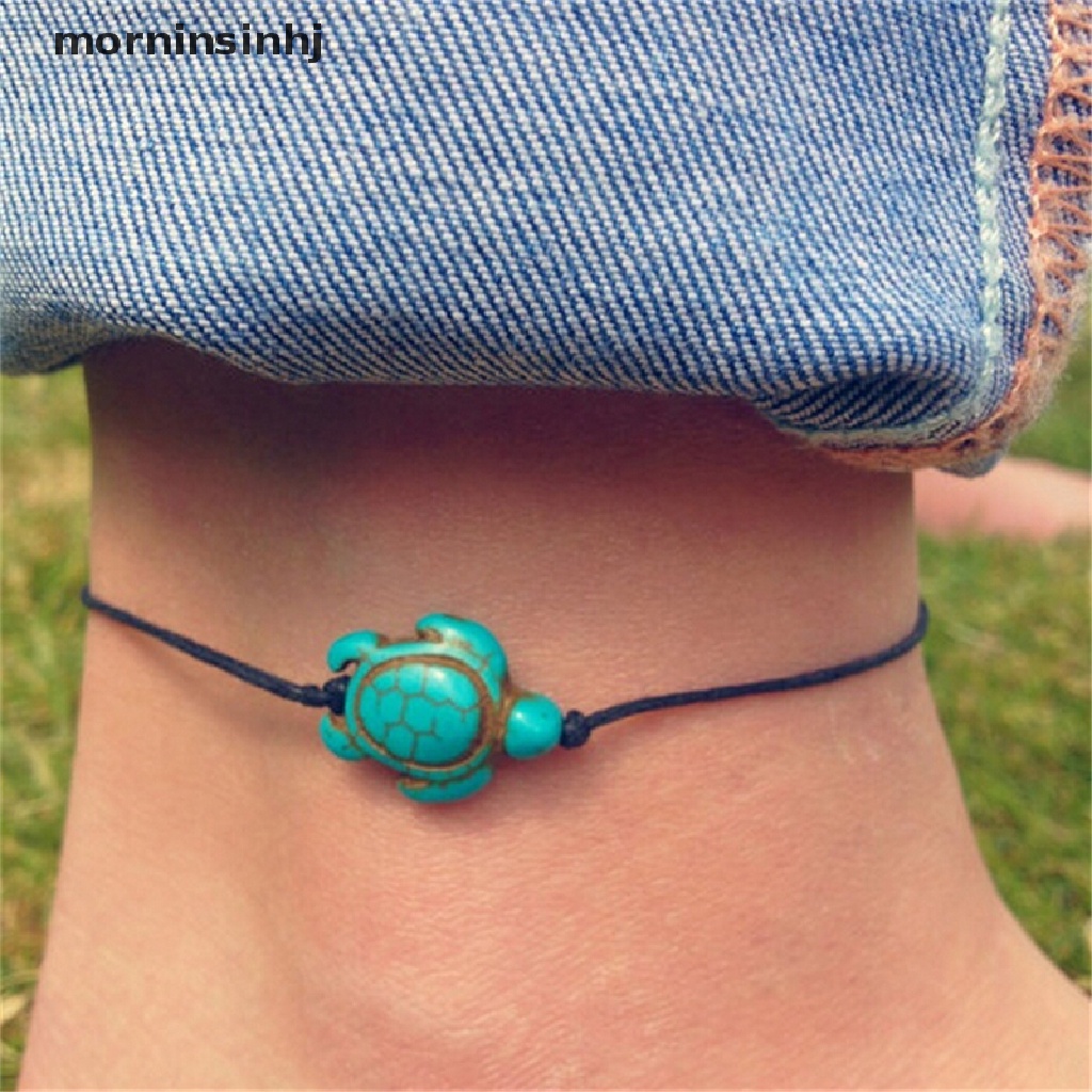 Mornin Gelang Kaki Wanita Desain Kurakura Hias Turquoise Gaya Boho Untuk Pantai