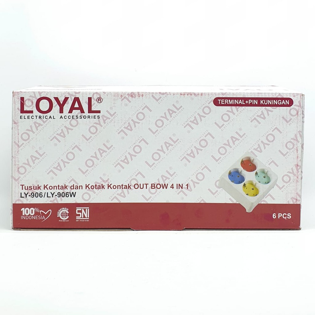 @6 Pcs (1 Kotak) LY-906W WARNA Loyal Stop Kontak Arde 4 In 1 Warna / Colokan 4 Lubang 4in1 Warna