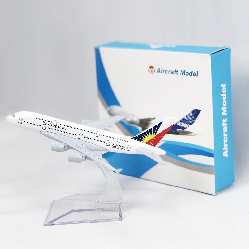 Miniatur Diecast Pesawat Philippine Airlines A380 Airbus 380 Bahan Metal Alloy Ukuran 16CM