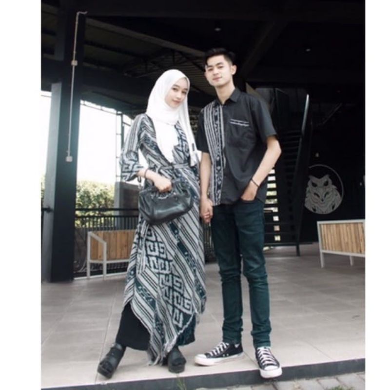 COUPLE RIA RICIS TENUN TORAJA ABU - BAJU TENUN COUPLE - BAJU KONDANGAN