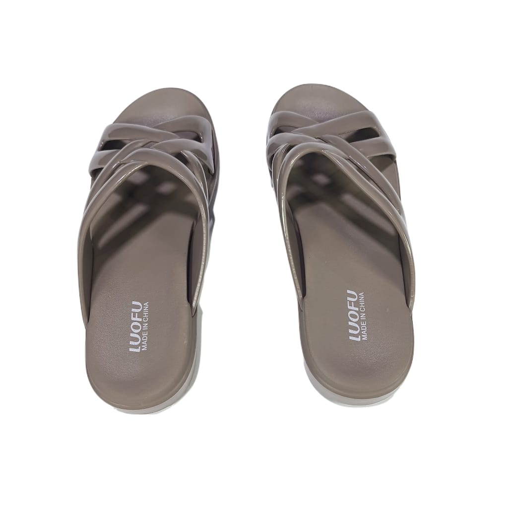 LUOFU ORIGINAL jelly sandal karet empuk murah wanita selop silang sendal cewek import E7189C-KS6WP