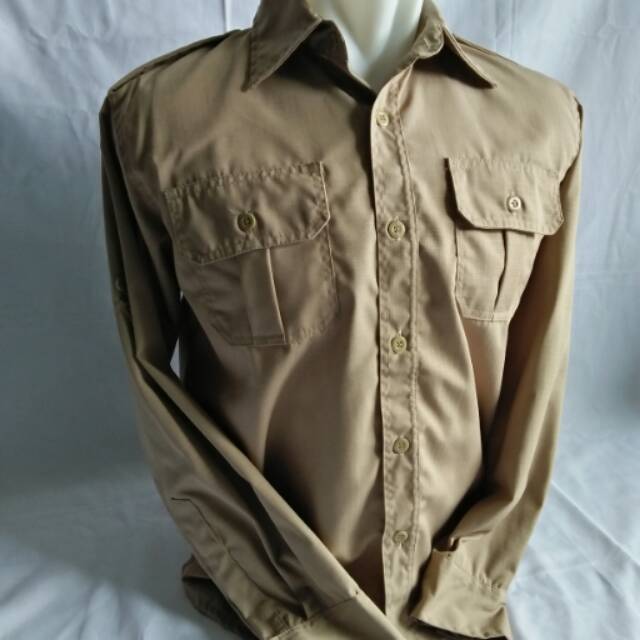 Kemeja pdl/outdoor lapangan lengan panjang/long sleeve ripstop cotton hitam,tan,ijo ode