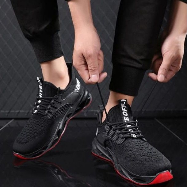 Sepatu Fashion Import Running Black Red