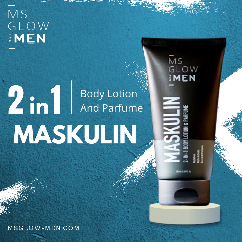 MS Glow for Men Maskulin 2 in 1 Body Lotion &amp; Parfume GIRLSNEED77 Mencerahkan Dan Meratakan Warna Kulit