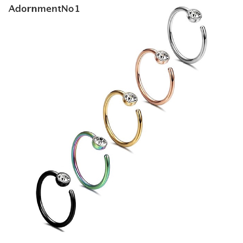 (AdornmentNo1) 1pc Cincin Tindik Hidung Palsu Model Clipon Bahan Stainless Steel Untuk Wanita