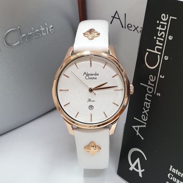 JAM TANGAN WANITA ALEXANDRE CHRISTIE AC 2777 PUTIH ORIGINAL