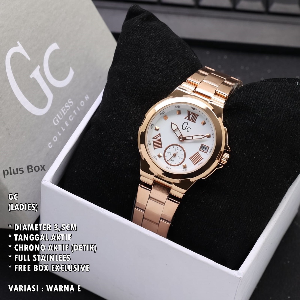 (FREE BOX) JAM TANGAN WANITA FASHION RANTAI BODY BULAT TANGGAL AKTIF