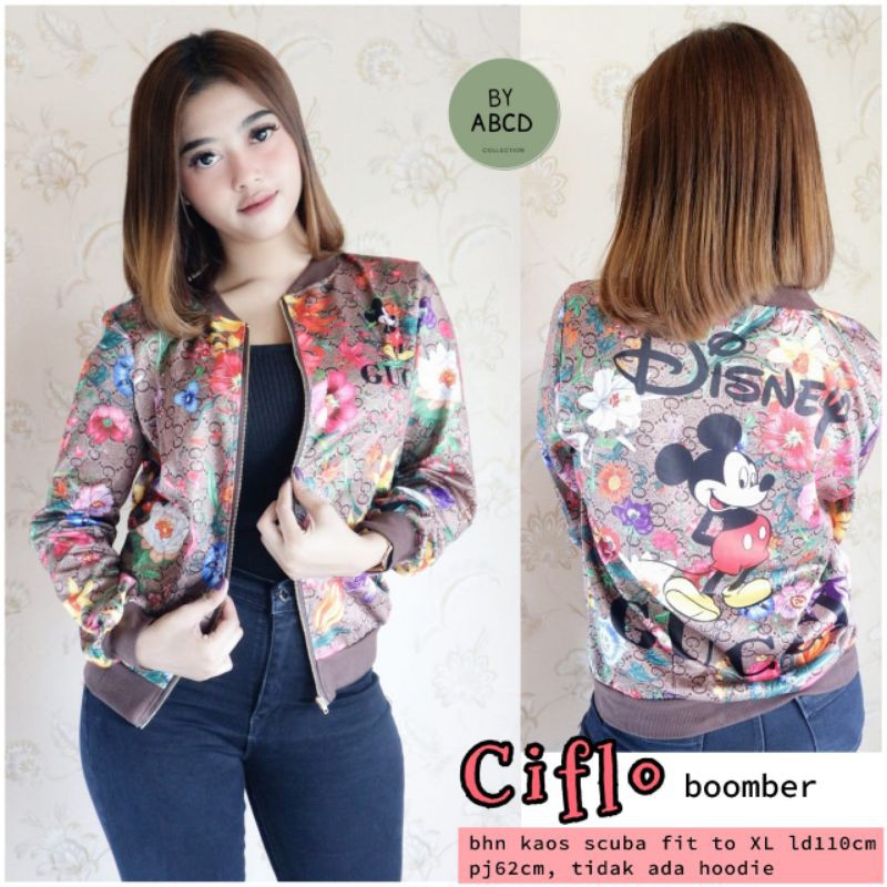 Ciflo boomber jaket wanita mickey scuba bomber guccii