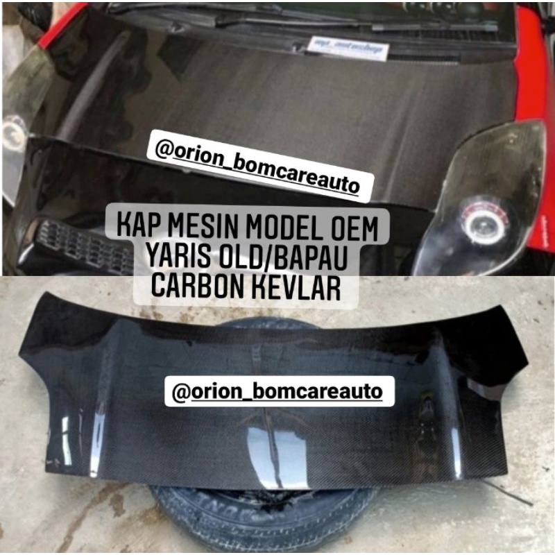Kap Mesin Model OEM LOOK Toyota Yaris Old Bapau Carbon Kevlar Asli Serat