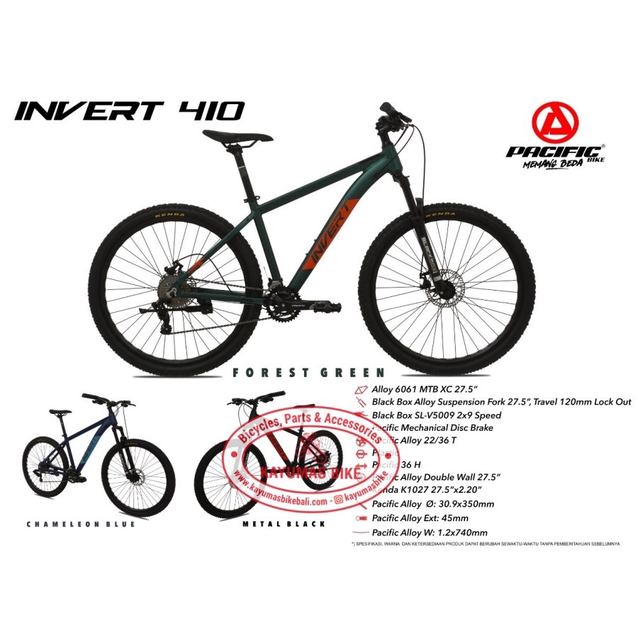 SEPEDA MTB 27.5 PACIFIC INVERT 410 2 x 9 SPEED MECHANICAL DISC BRAKE