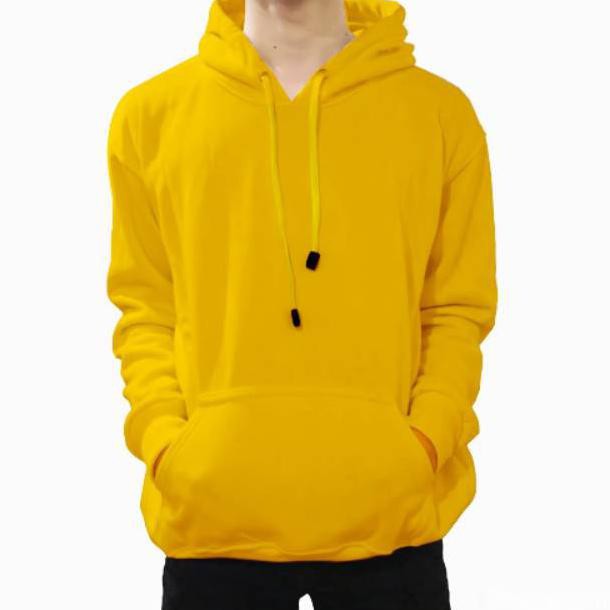JAKET JUMPER HOODIE POLOS M,L,XL,XXL PRIA WANITA KUNING POLOS BAPAK ANAK JEANS LEVIS