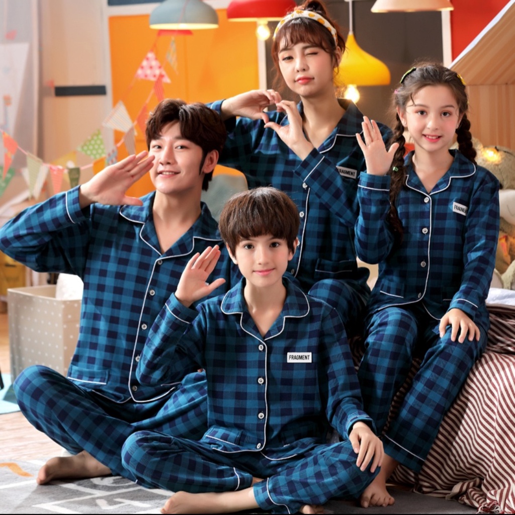 Piyama set couple family baju tidur import lengan panjang