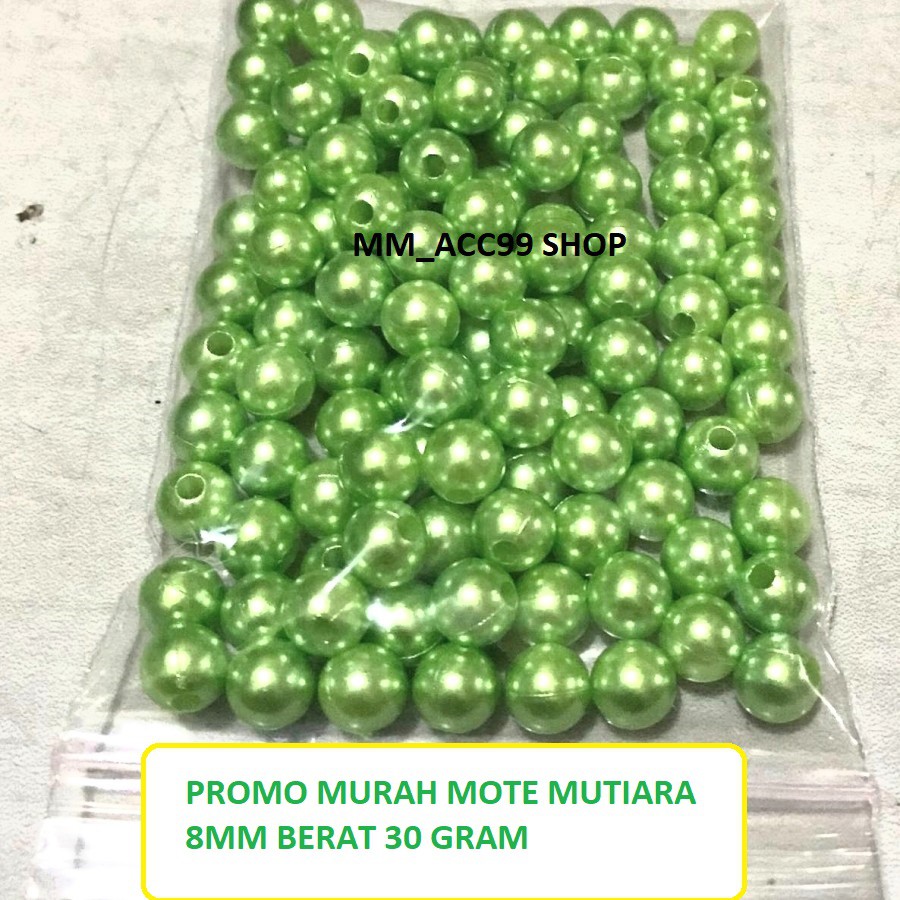 30 Gram Mote Mutiara Diameter 10mm Hijau - Manik Mote Mutiara Hijau