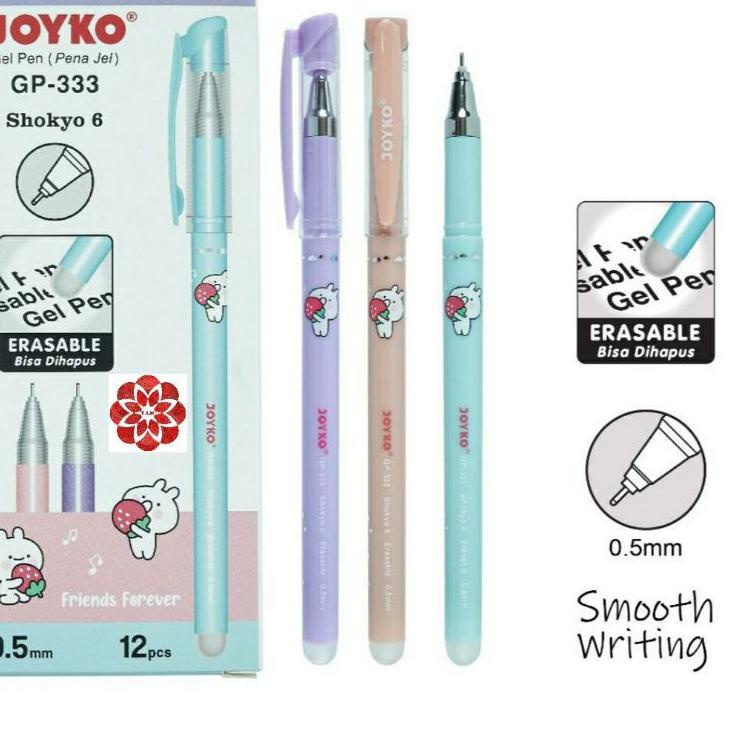 

Spesial Bulan Ini Pulpen Joyko Gel Hapus Shokyo 6 Pastel GP-333 0.5mm (1lusin)