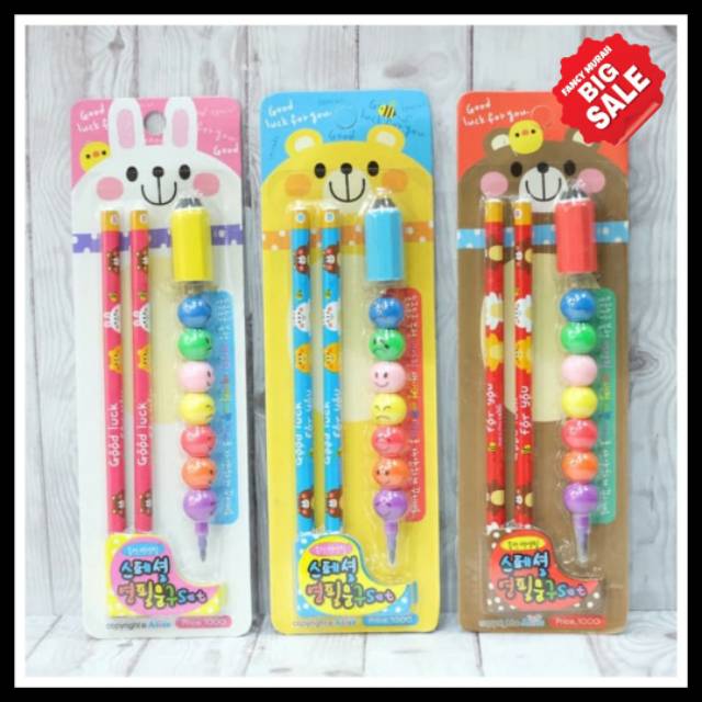 

(SALE) STUDY SET / STATIONERY MURAH SET / PENSIL SET 4 IN 1 - GOOD LUCK FOR YOU