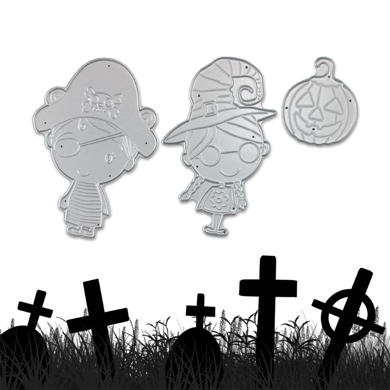 Cetakan Stensil Cutting Dies Motif Labu Halloween Bahan Metal Untuk Scrapbook / Craft DIY / Embossing