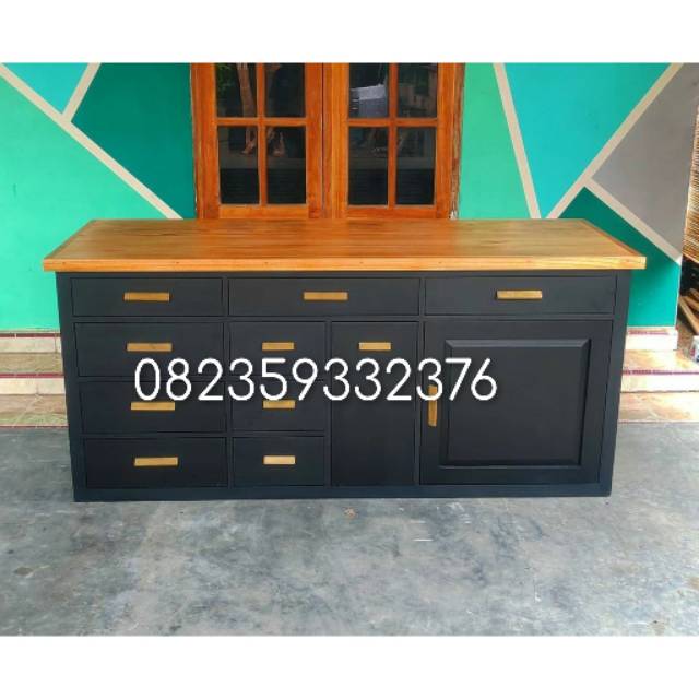 Bufet minimalis vintage lemari bufet jati