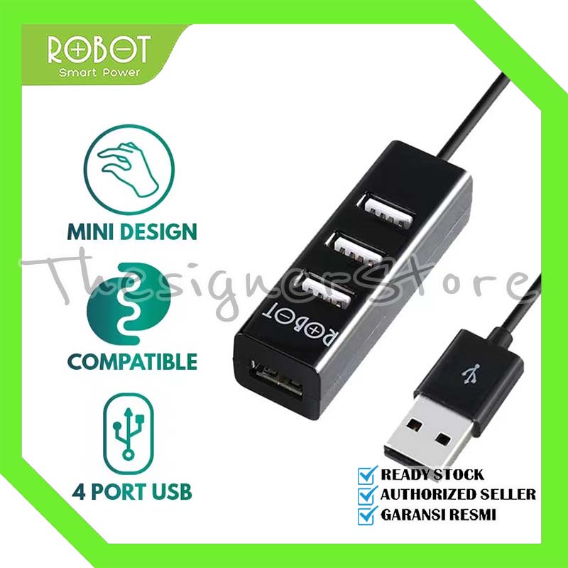 USB HUB 4 Port Robot H140-80 Portable Multi Function (Kabel 80cm) - Garansi Resmi 1 Tahun