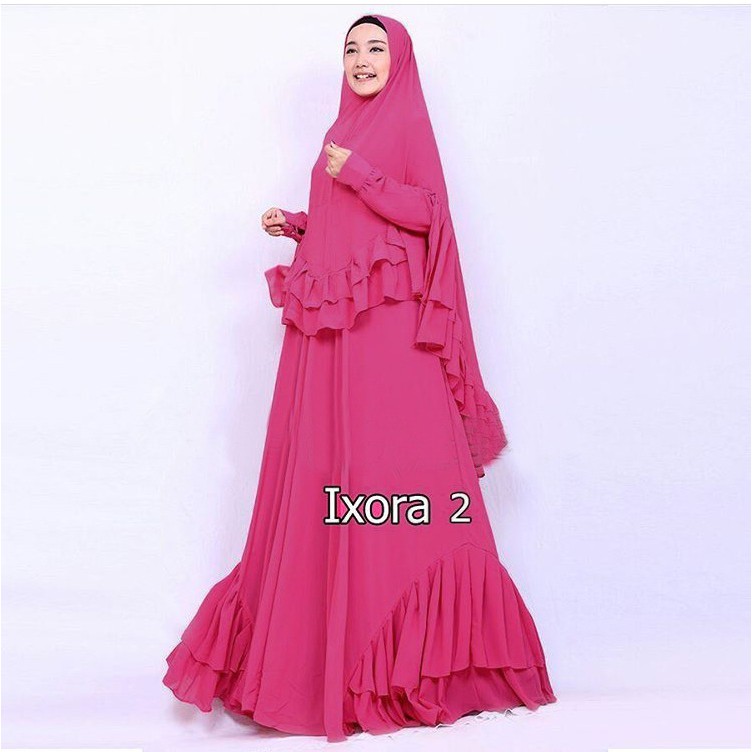 Ixora fushia GZ gamis wanita ceruti fushia