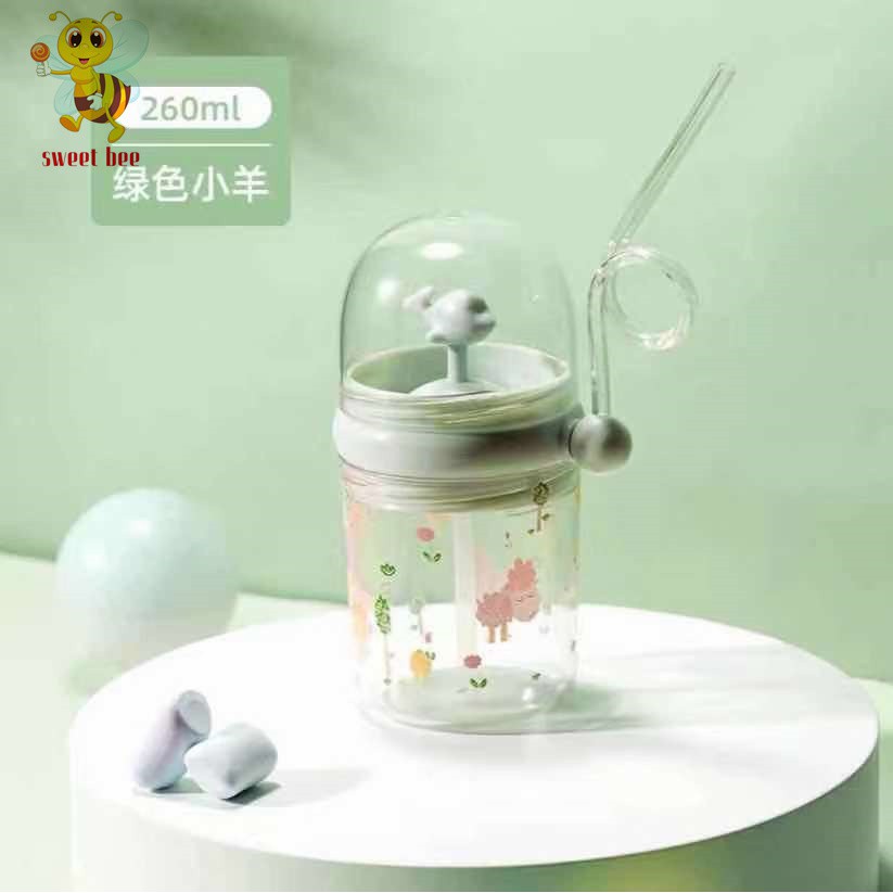 Botol Minum Anak unik Air Mancur Ikan Paus Lumba-Lumba/kincir Sedotan 260ML sweetbee-8