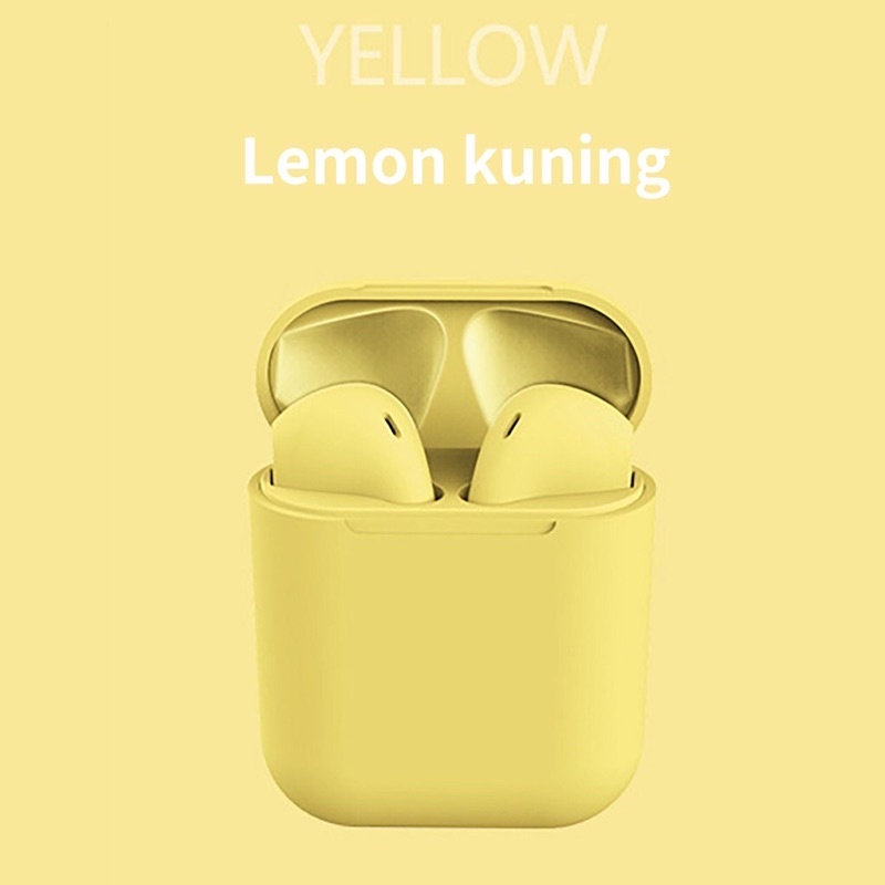 InPods 12 Macaron and Simple color series Earphone TWS bluetooth 5.0 Headset inpods12 i12-Kuning