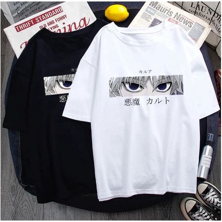 Tshirt Killua Eyes Anime Hunter X Hunter Manga Kaos HXH Killua Zoldyck Wibu Otaku Unisex