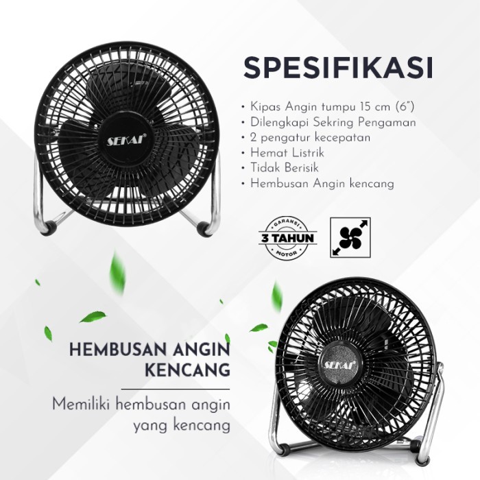 SEKAI Desk/Floor Fan 6 inch HDO615S Kipas Angin Meja Lantai HDO 615 S