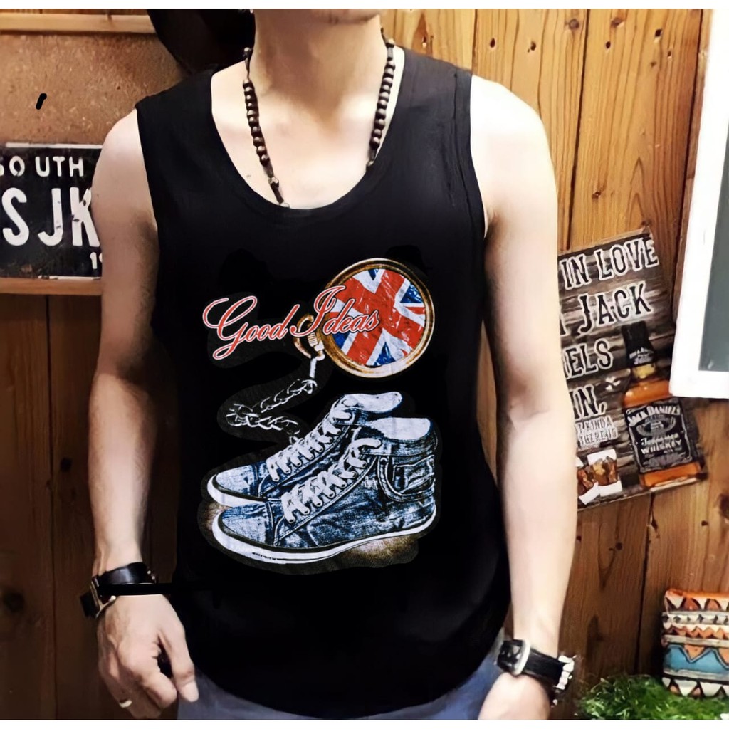 singlet combed pria motif sepatu bendera good idea