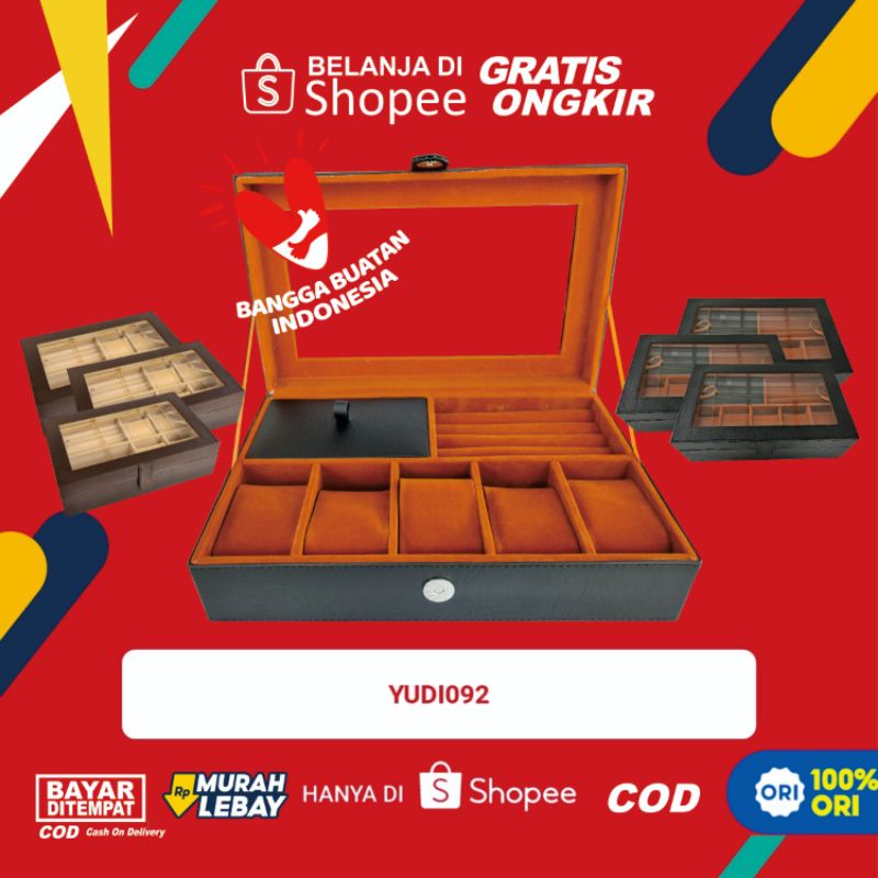 BOX KOTAK PERHIASAN JAM TANGAN JEWELRY BOX ORGANIZER PENYIMPANAN JAM PERHIASAN CINCIN AKIK