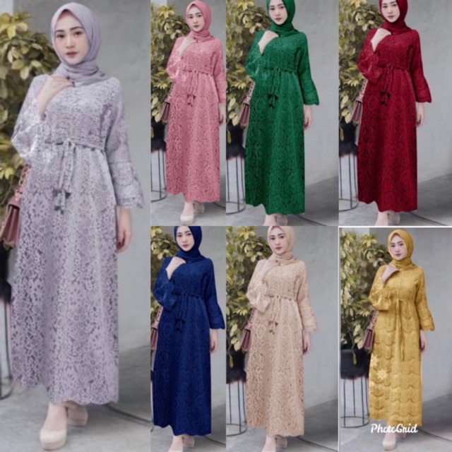 GAMIS YASINA BUSUI BRUKAT / MAXI DRESS BROKAT / DRES MUSLIM / GAMIS PESTA / GAMIS KONDANGAN / GAMIS LEBARAN / GAMIS M L XL