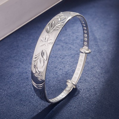 925 perak sterling gelang riak air gelang fashion perhiasan wanita gelang antik empat daun semanggi gelang fashion perhiasan wanita / Vintage four-leaf clover bracelet fashion jewelry women