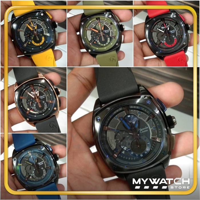 Jam Tangan Pria Original Alexandre Christie AC 6591 MC Rubber Sport Analog Karet Alexander Christy