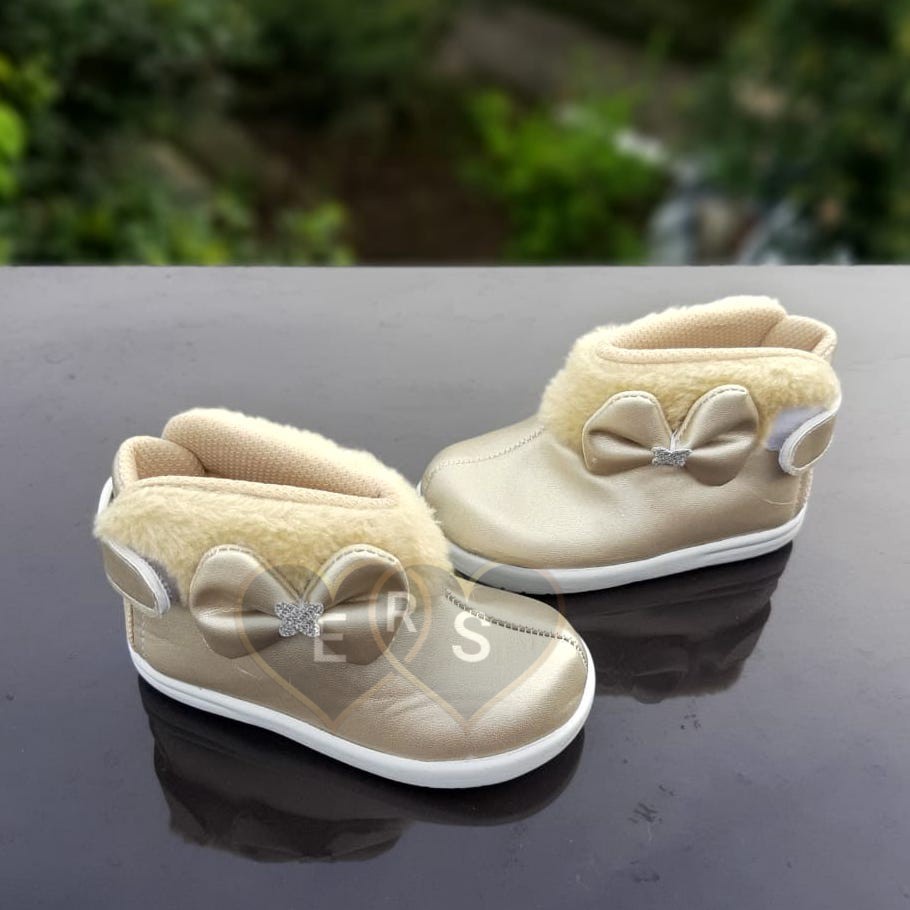 TOKOERS SPP03 Sepatu Pesta Anak, Sepatu Boot Anak Perempuan 1 2 3 4 5 6 tahun - Motif Pita