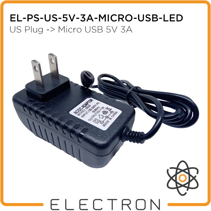 EL-PS-US-5V-3A-MICRO-USB-LED Power Supply Adaptor Charger DC 5 V 3A