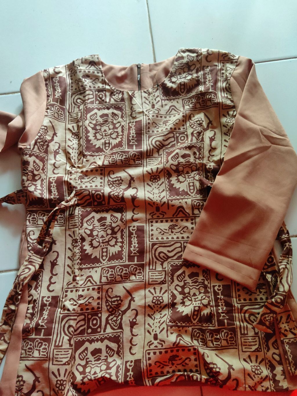 Ori Atasan Blus Batik Wanita Modern Halus Dolby Kombinasi Brokat Polos