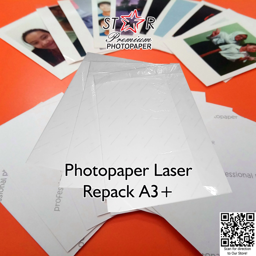 Repack 10 - STAR Professional Glossy Photopaper Resin Coated Digital Print Laser Dry Toner A3+ Kertas Foto High Gloss