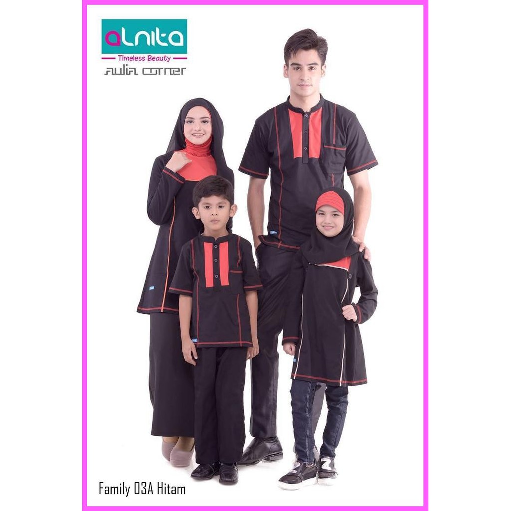 Baju Sarimbit Alnita Family 03 Hitam Baju Sarimbit Muslim Couple Family