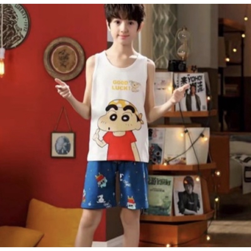 BAJU TIDUR ANAK UNISEX 13THN RUMAHAN TANGAN BUNTUNG SETELAN CELANA PENDEK KAOS IMPORT PREMIUM NEW ARRIVAL