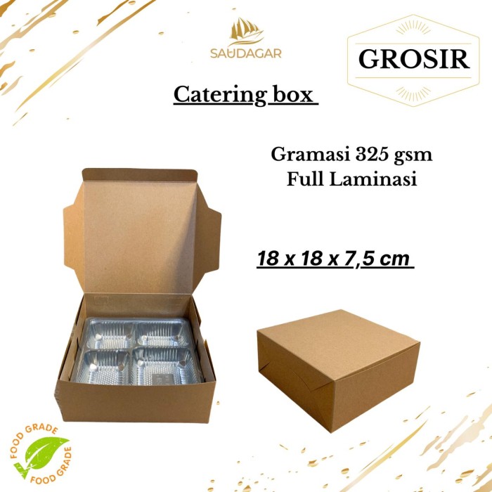 

s47dsu Katering Box Tebal 325 Gsm / Dus / Kotak Nasi /Kue / Cake 18X18X7,5 Cm - Tanpa Laminasi