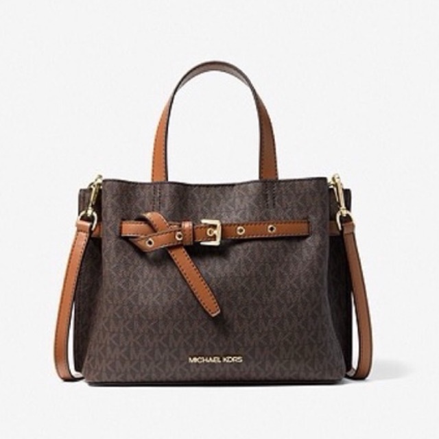 MICHAEL KORS MK  Emilia Small Logo Satchel Brown